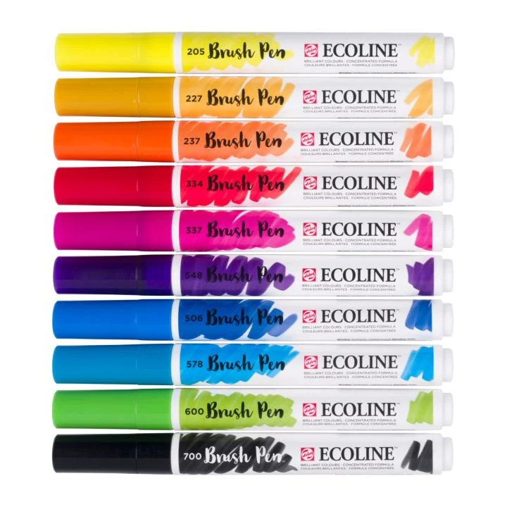 Ecoline Brush Pen Watercolor Pens, Basic Shades, Set of 10
