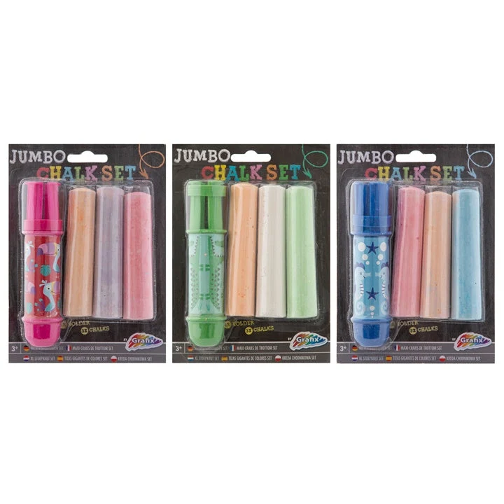 Jumbo Sidewalk Chalk with Holder, Set of 3