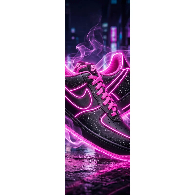 Spannrahmenbild Neon Sneaker mit urbanem Flair Panorama Hoch