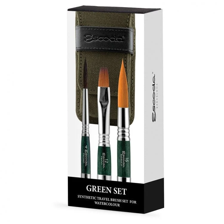 Escoda Travel Brush Set Synthetic - Green