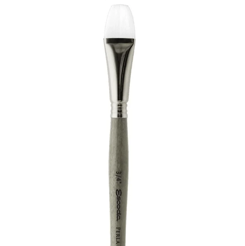 Escoda Perla Bright Synthetic White Toray, Flat Brush.