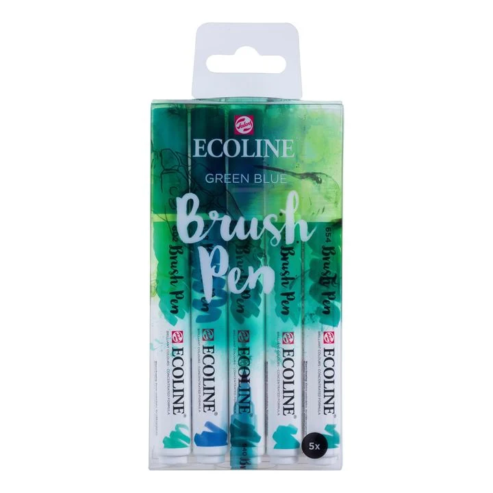 Ecoline Brush Pens, Green Blue