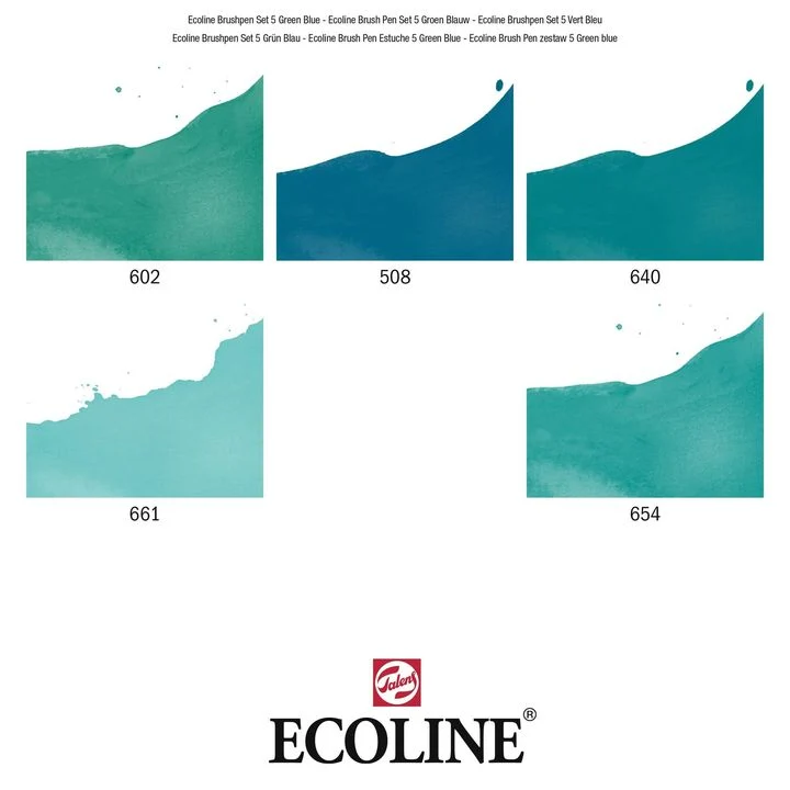Ecoline Brush Pens, Green Blue