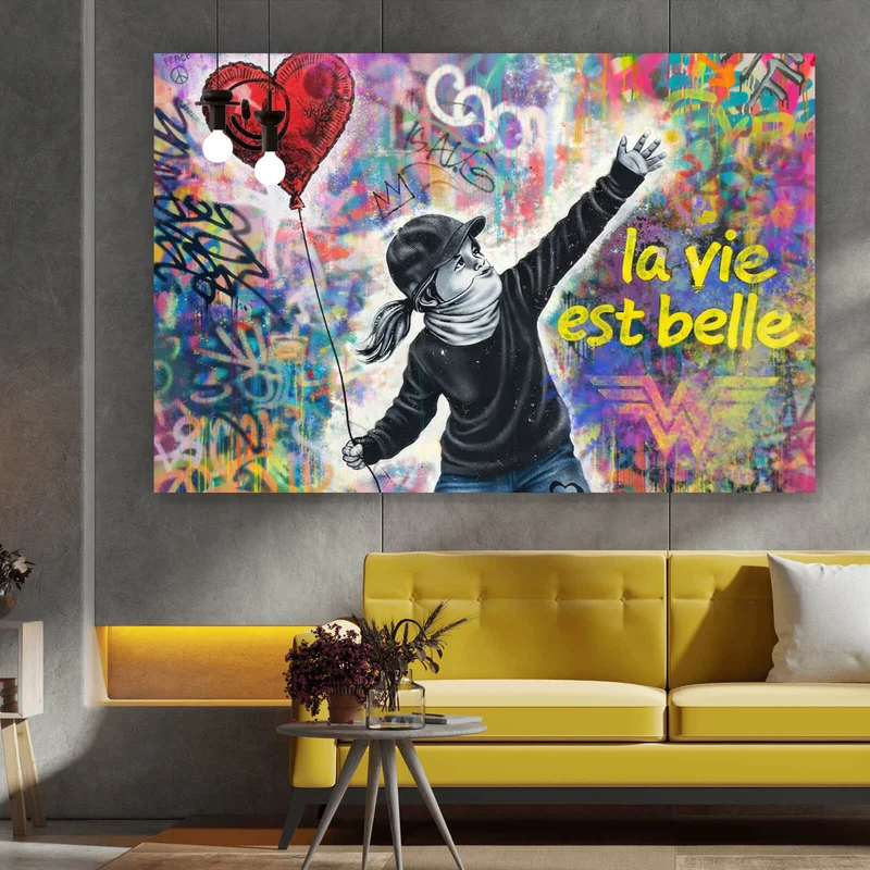 Spannrahmenbild La vie est belle Das Leben ist schön Querformat