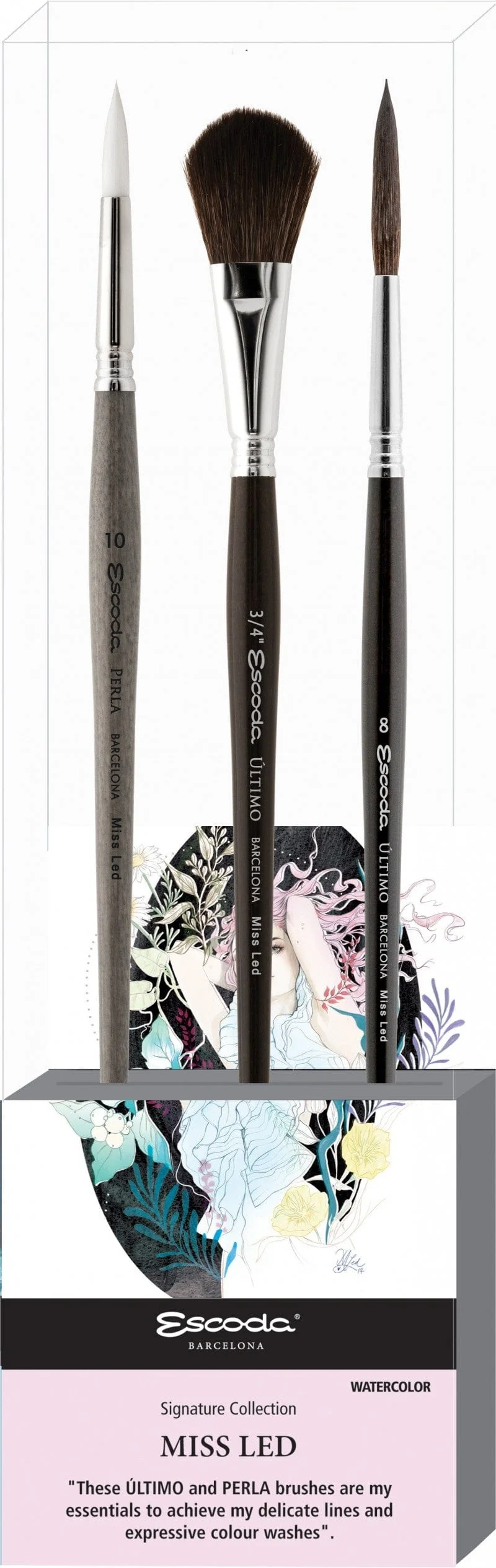 Miss Led Signature Collection Brush set No. 1 - Escoda Synthetic Watercolour Brushes