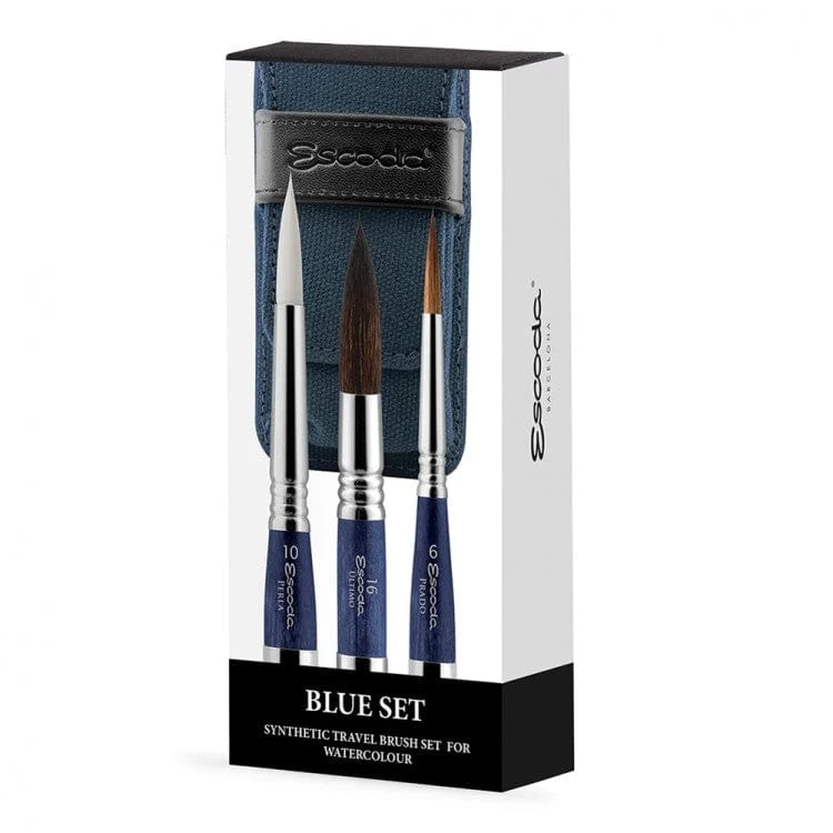 Escoda Travel Brush Set Synthetic - Blue