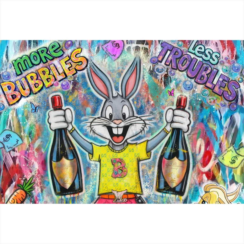 Acrylglasbild Hase in Feierlaune Querformat