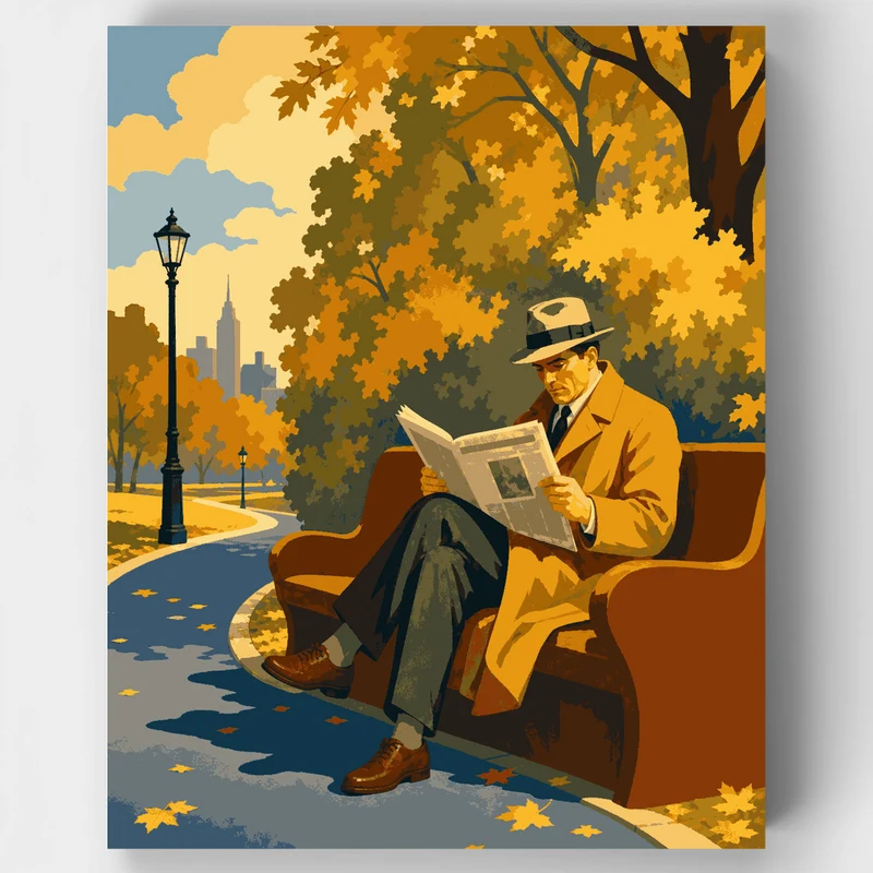 Newspaper on the Bench - Paint by Numbers Kit