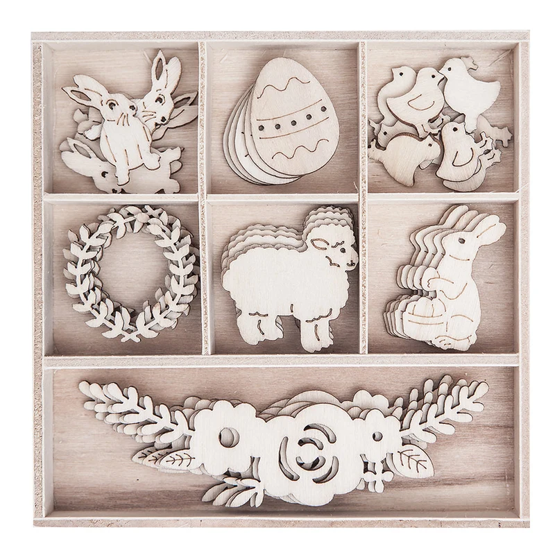 Wooden Decorative Ornaments Set - Easter / Set of 35