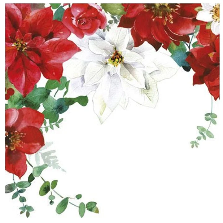 Decoupage Napkins Christmas Flowers - 1 pc
