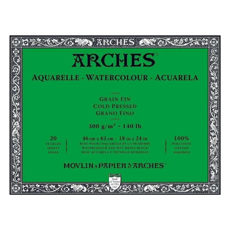 Arches Watercolour block, Cold pressed 140lb 300gsm