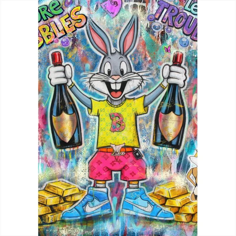 Acrylglasbild Hase in Feierlaune Hochformat