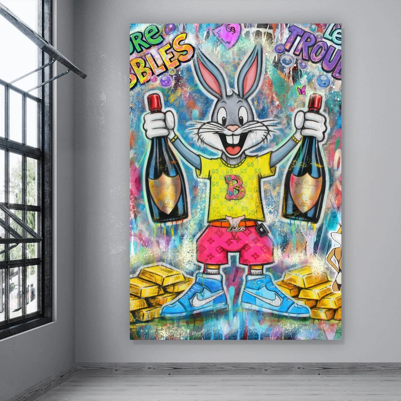 Aluminiumbild Hase in Feierlaune Hochformat