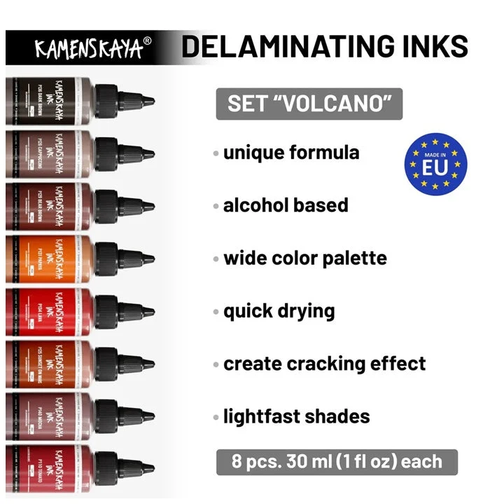 KAMENSKAYA 'Volcano' Delamination Ink Set, 8 x 30 ml