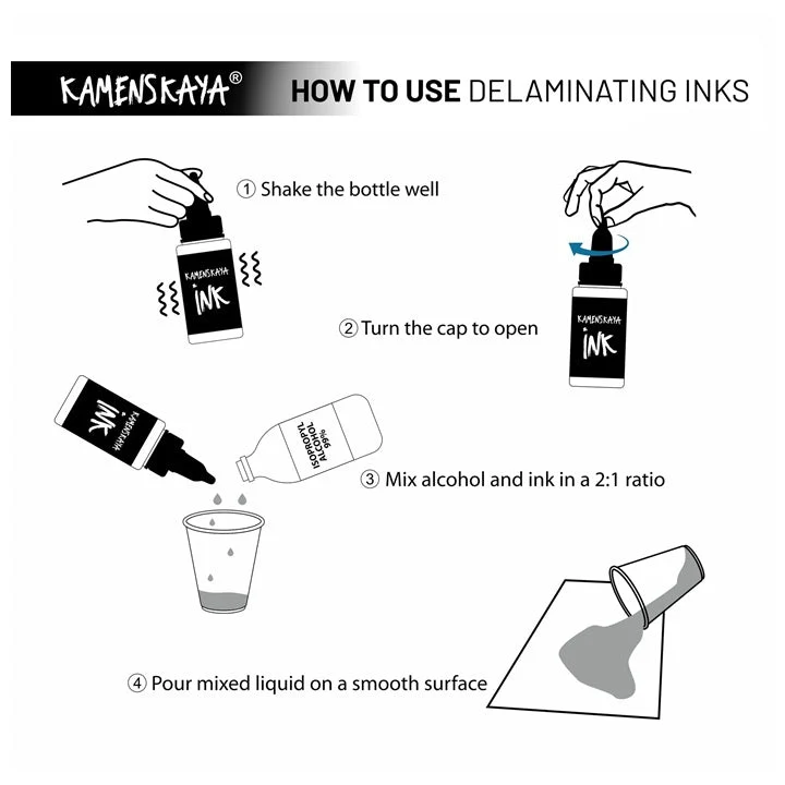 KAMENSKAYA 'Volcano' Delamination Ink Set, 8 x 30 ml