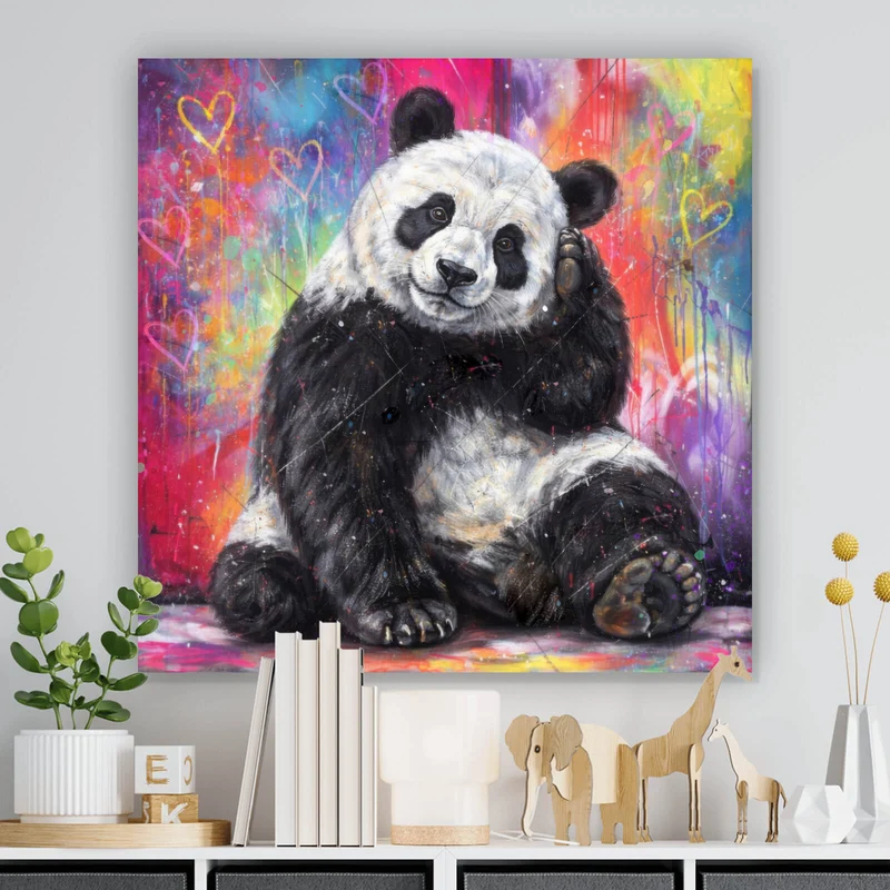 Poster Niedlicher Panda Graffiti Quadrat