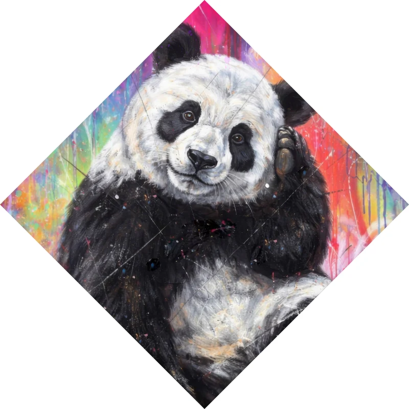 Spannrahmenbild Niedlicher Panda Graffiti Raute