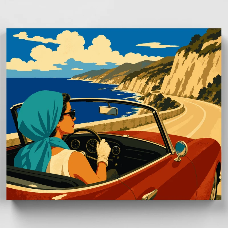 Coastal Convertible Drive - Paint by Numbers Kit
