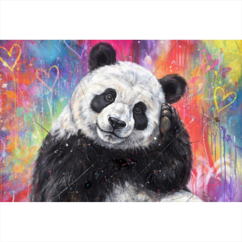 Aluminiumbild Niedlicher Panda Graffiti Querformat