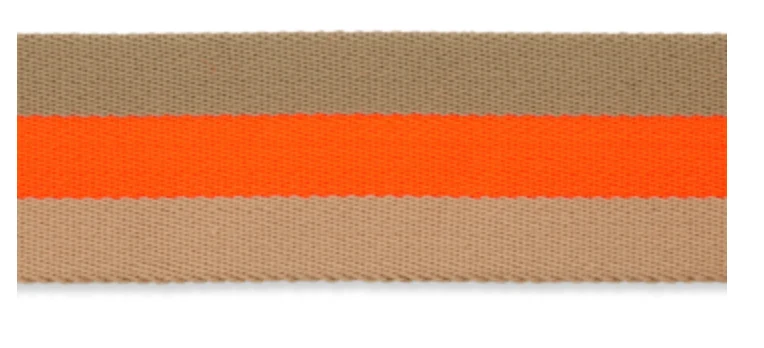 Gurtband Streifen 40mm beige/neon orange beidseitig