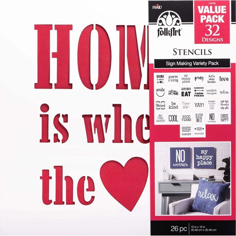 Folkart - Stencil 12x12 26pack Sign Making