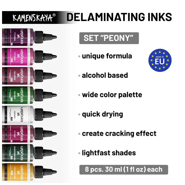 KAMENSKAYA Set of Delamination Inks 'Peony' 8 x 30 ml