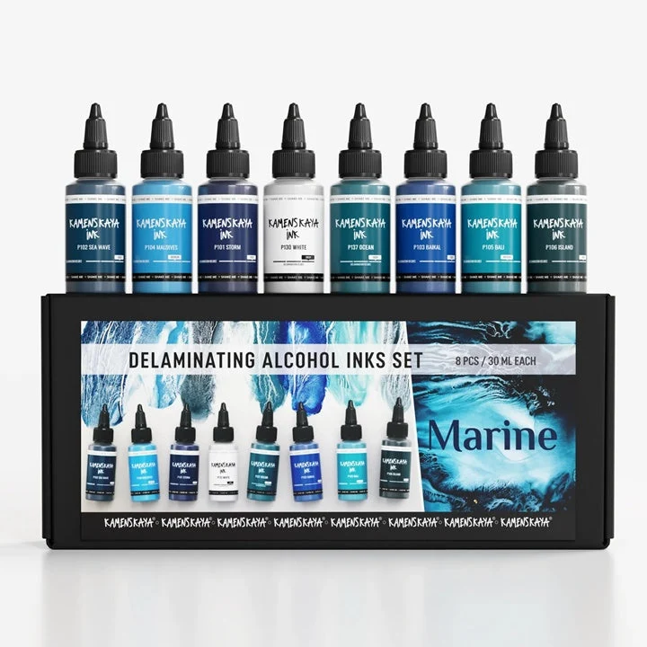 KAMENSKAYA 'Marine' Delamination Ink Set, 8 x 30 ml