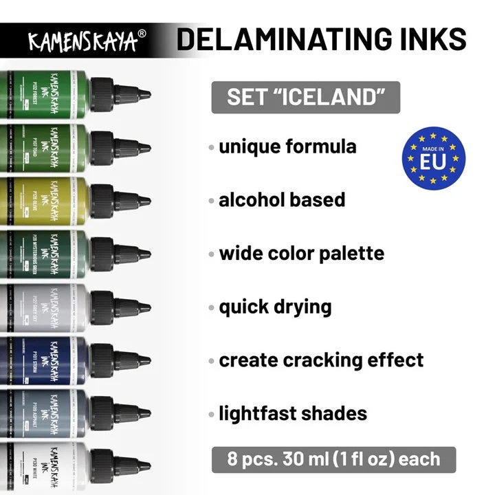 KAMENSKAYA Delamination Ink Set 'Iceland' 8x30 ml