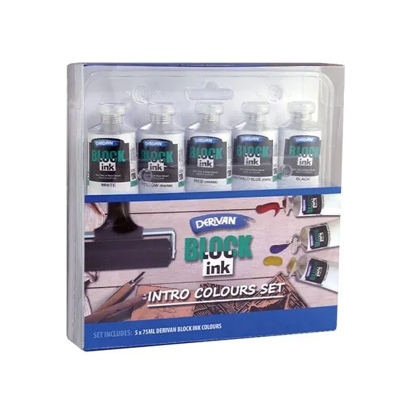 Derivan Block Ink Intro Colours 75ml Set of 5