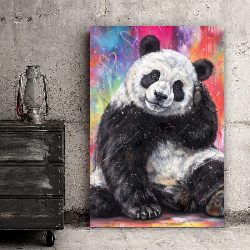 Acrylglasbild Niedlicher Panda Graffiti Hochformat