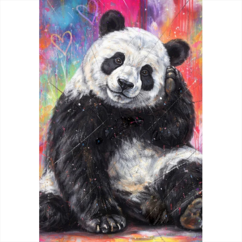 Acrylglasbild Niedlicher Panda Graffiti Hochformat