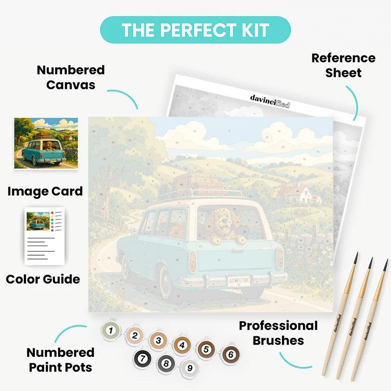 Retro Road Trip Pup - Paint by Numbers Kit