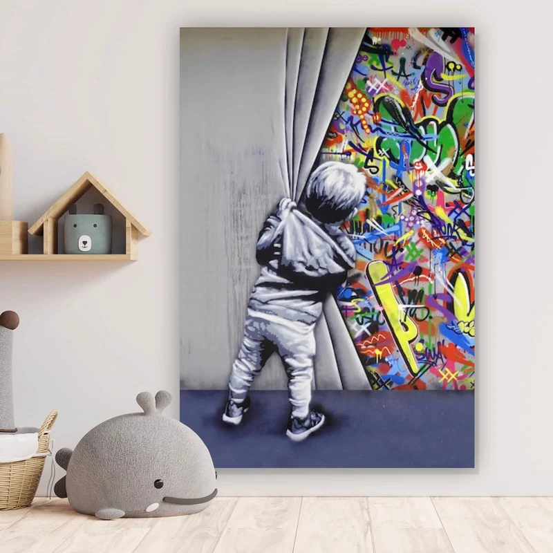 Acrylglasbild Banksy - Graffity Wall Hochformat