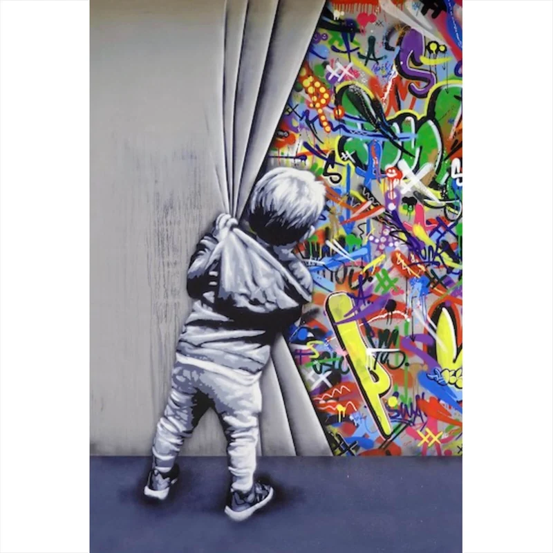 Aluminiumbild Banksy - Graffity Wall Hochformat