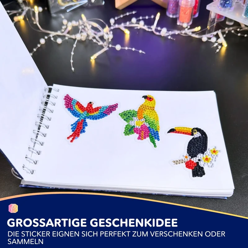 Diamond Painting Sticker - Bunte Vögel