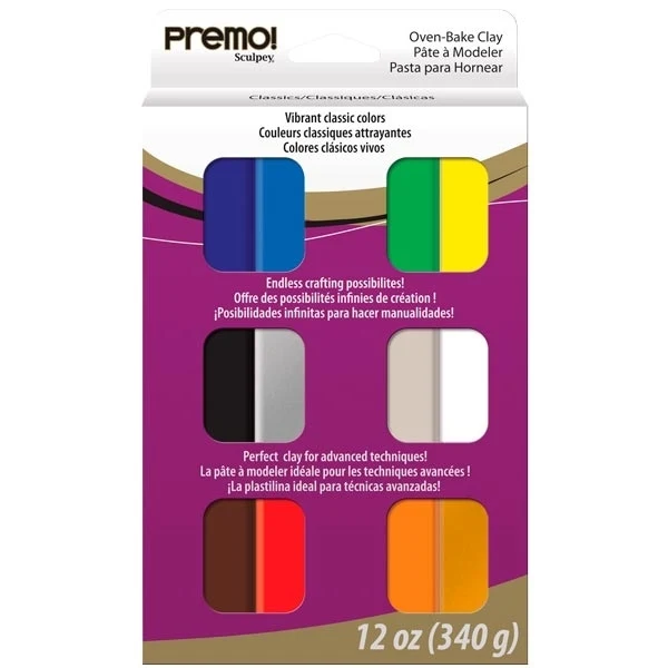 Sculpey - Premo - Oven bake Clay - Multi Pack 12 x 1oz Classics