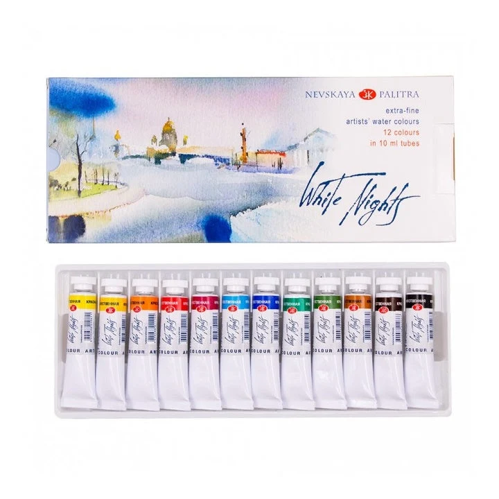White Nights Watercolor Set in Tubes, 12 x 10 ml