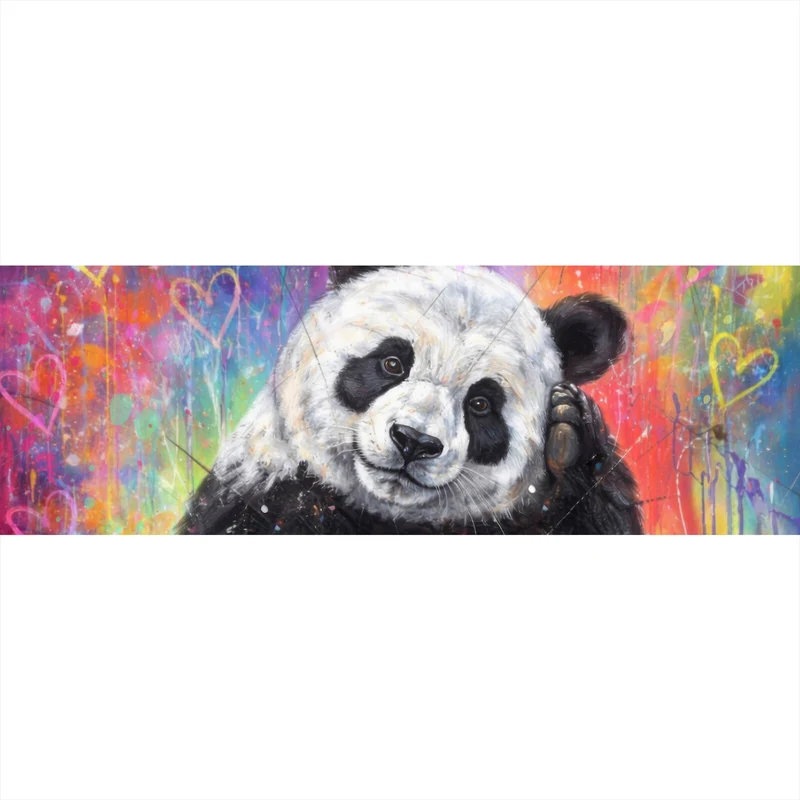 Leinwandbild Niedlicher Panda Graffiti Panorama