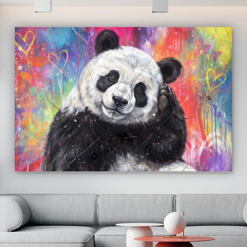 Spannrahmenbild Niedlicher Panda Graffiti Querformat