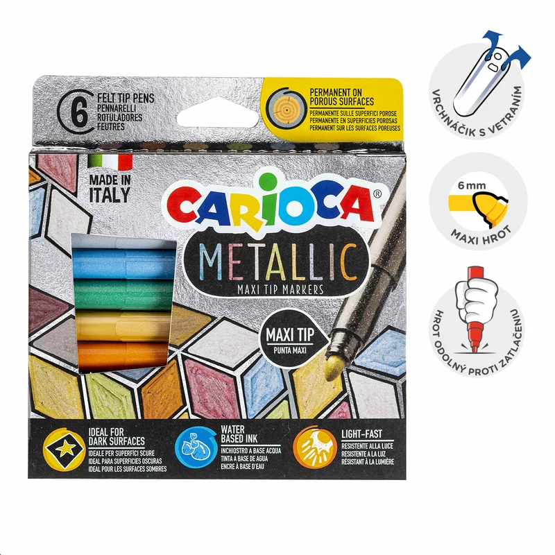 Carioca Metallic Markers, Tip (Nib), Assorted Colors