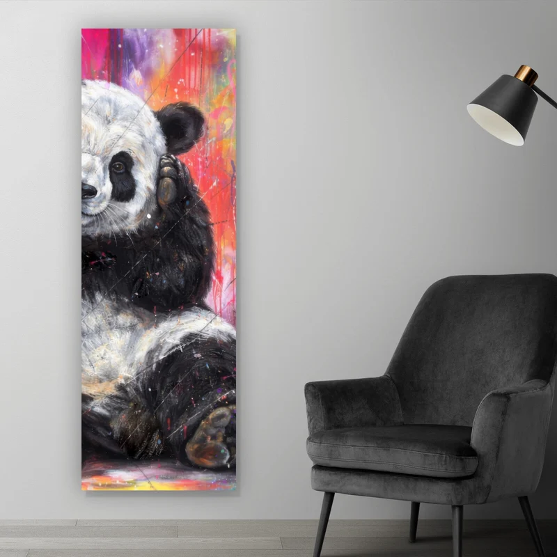Leinwandbild Niedlicher Panda Graffiti Panorama Hoch