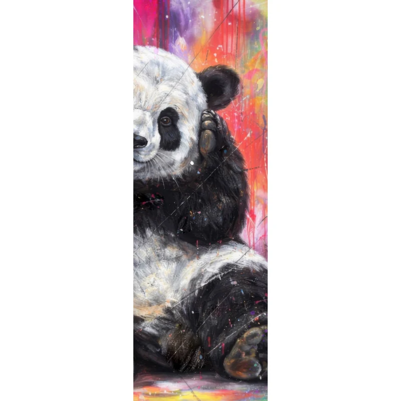 Leinwandbild Niedlicher Panda Graffiti Panorama Hoch