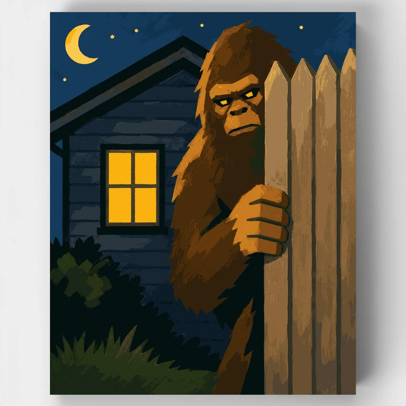 Fence Peeker Bigfoot - Paint by Numbers Kit