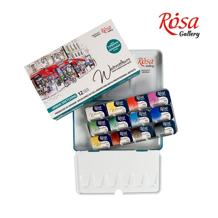 Rosa Gallery Watercolors Set, Urban Sketching, 12 x 2.5 ml