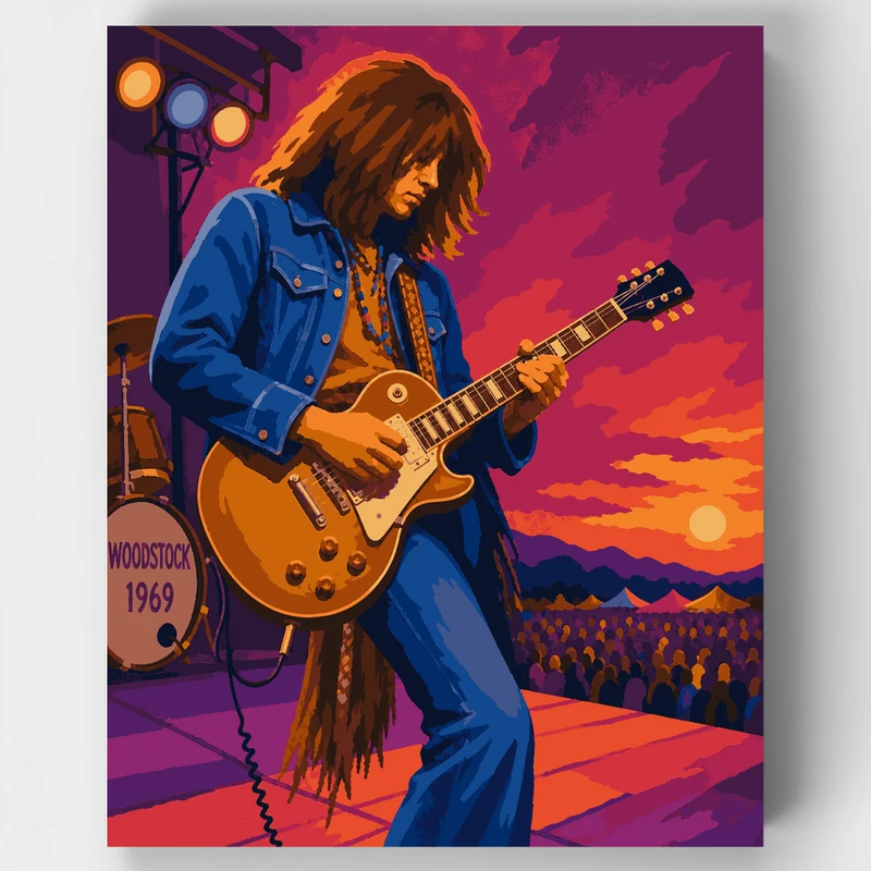 Woodstock Sunset Guitarist - Paint by Numbers Kit
