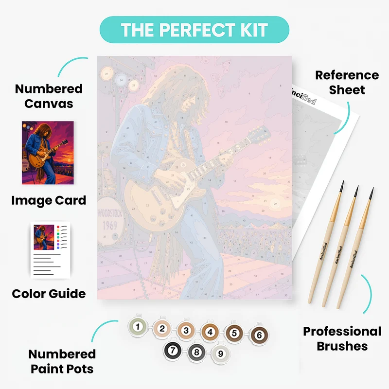 Woodstock Sunset Guitarist - Paint by Numbers Kit