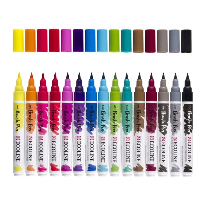 Ecoline Brush Pen Watercolor Pens, Set of 15