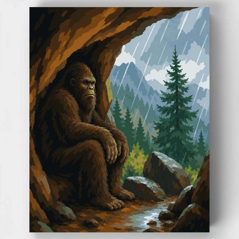 Bigfoot's Rainy Cave - Paint by Numbers Kit
