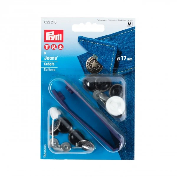 Prym Jeans-Druckknöpfe 17mm 8 Stk. altsilber