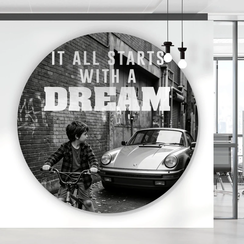 Aluminiumbild It all Starts with a Dream Kreis